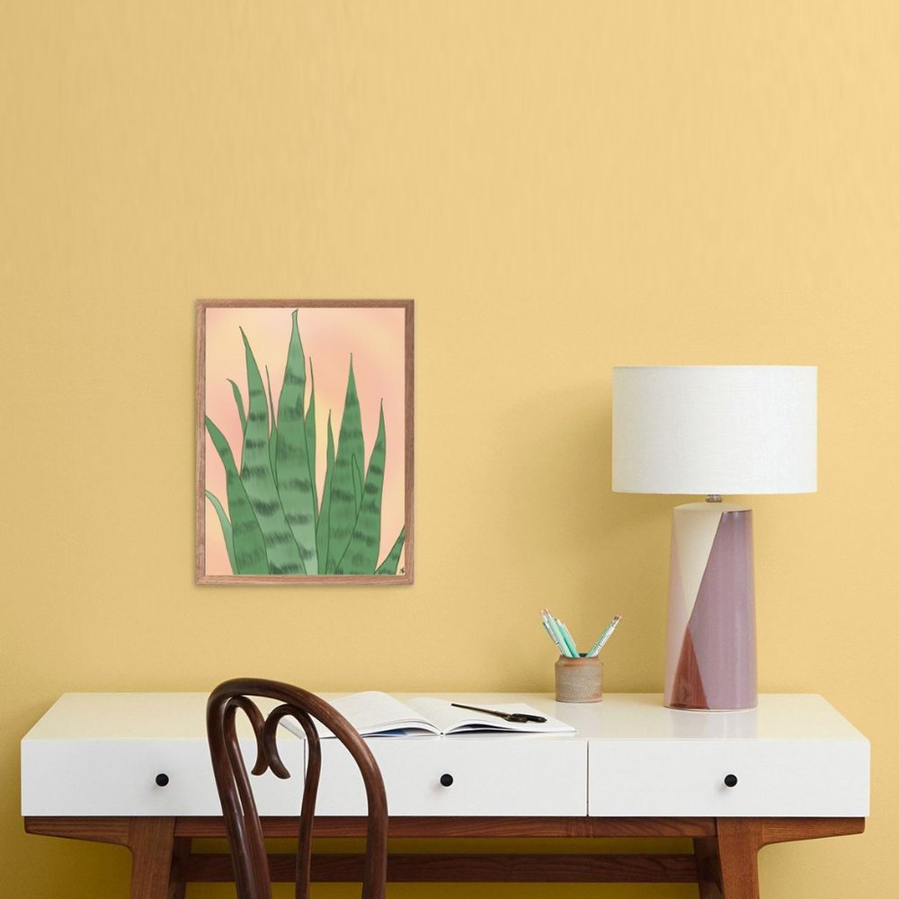 Snake Plant Sansevieria Mother's Tongue Orignal Print Graphic Drawing 5x7